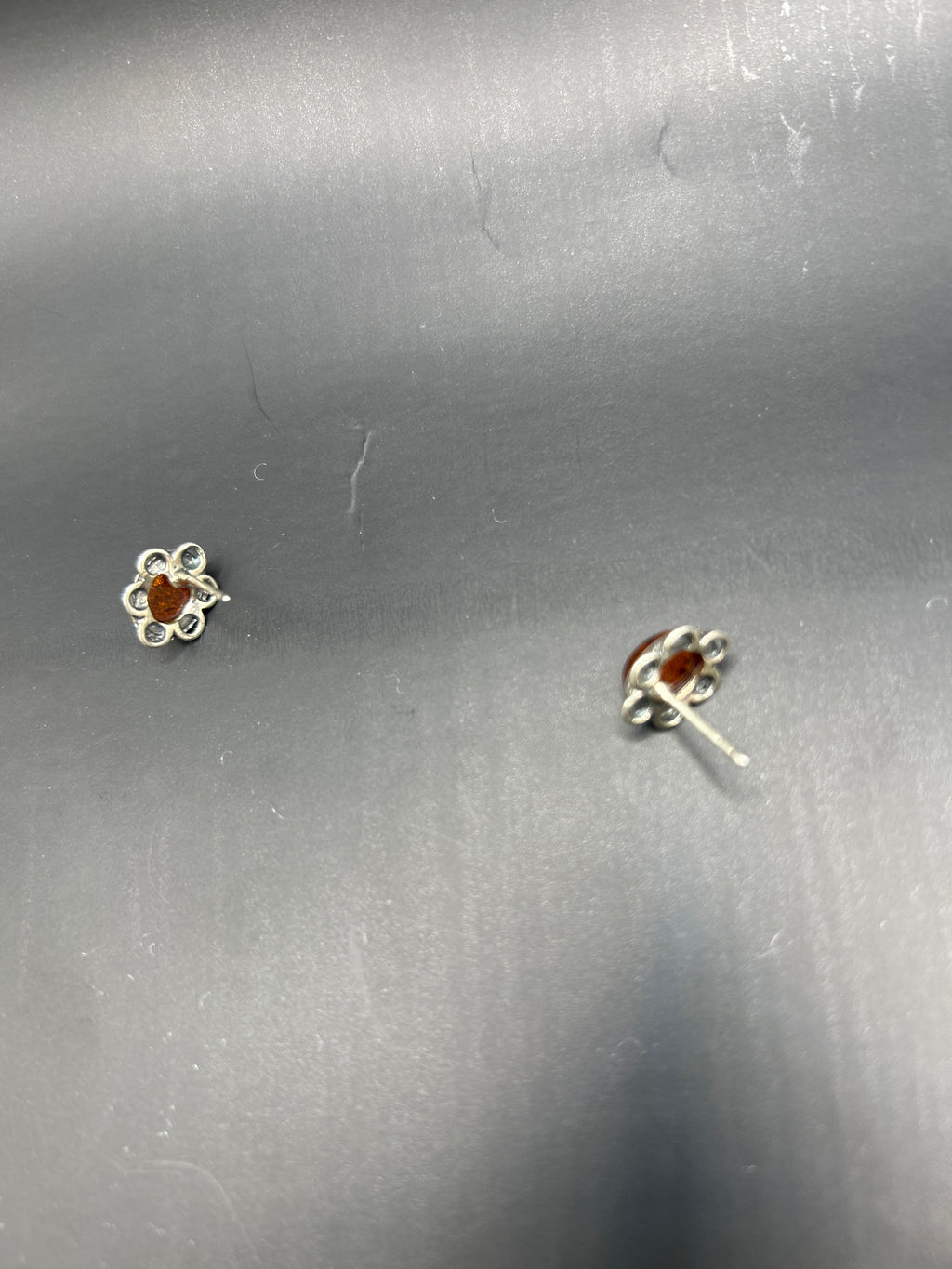 Vintage Amber and Sterling Silver Earrings