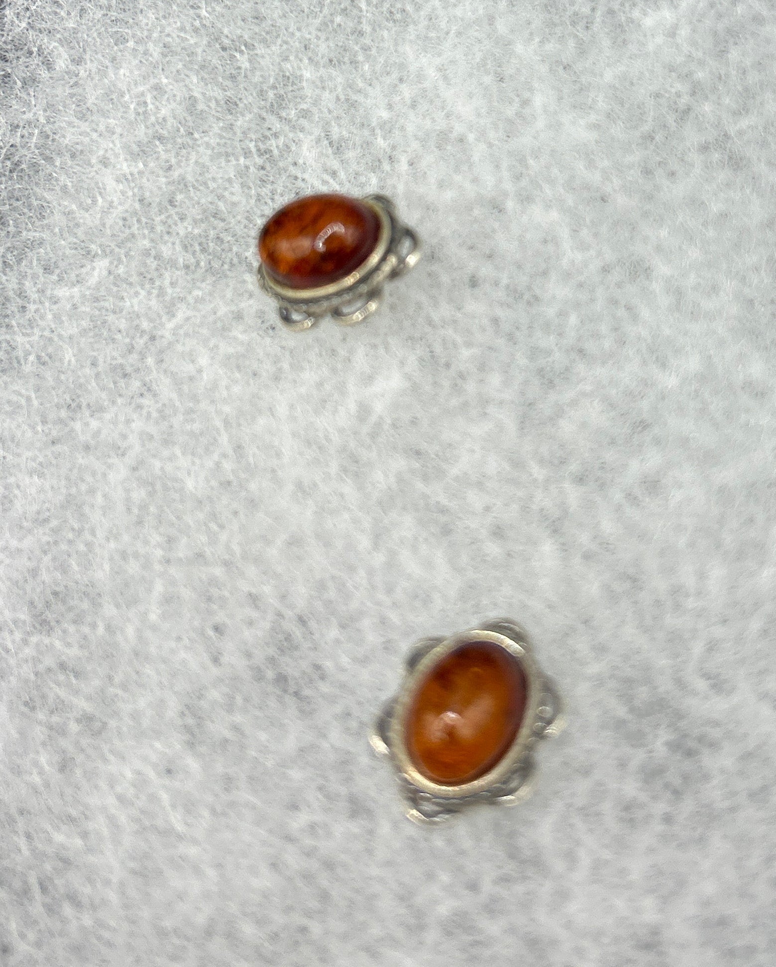 Vintage Amber and Sterling Silver Earrings