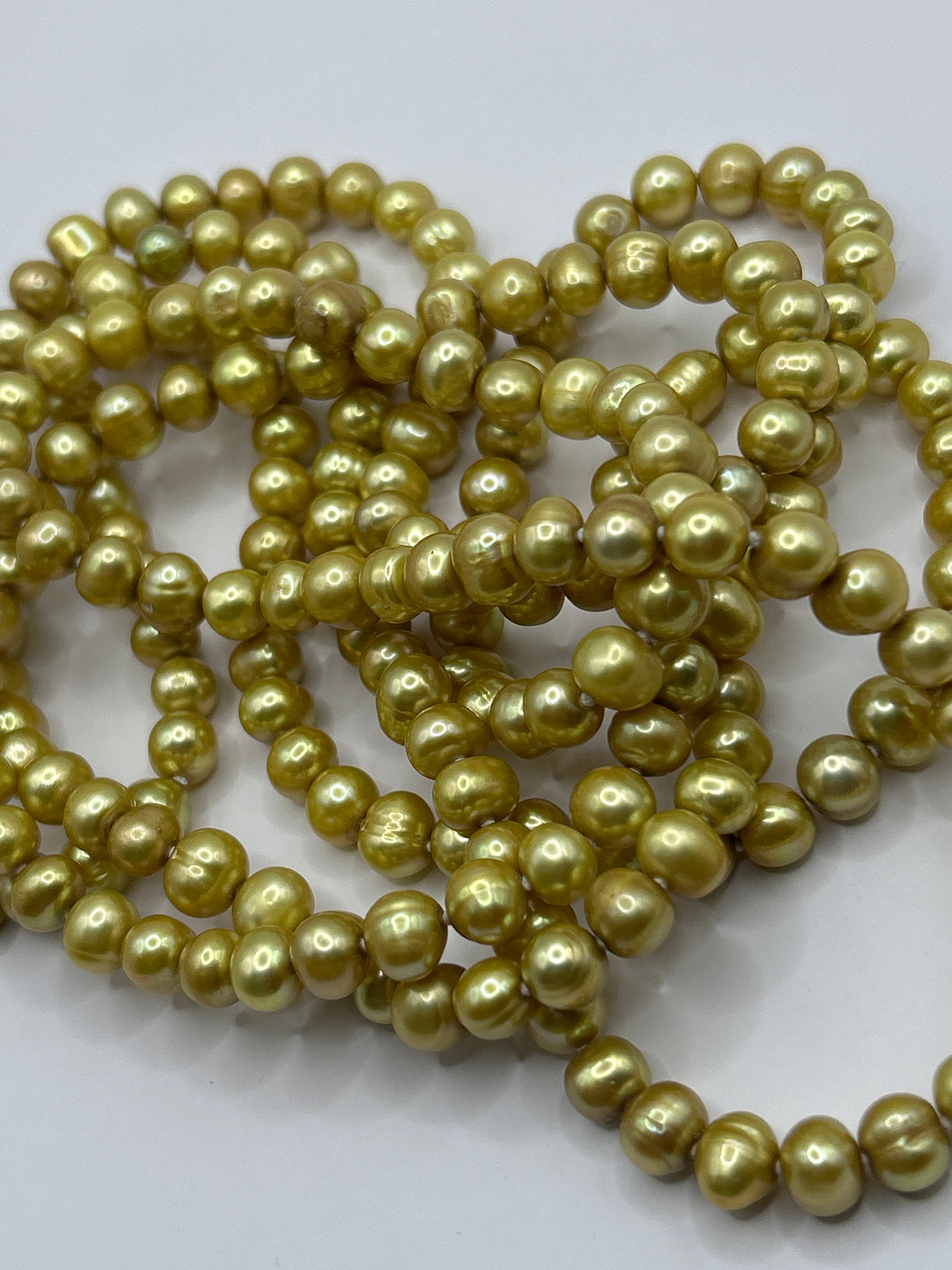 Gold Pearls Continuous Strand Necklace