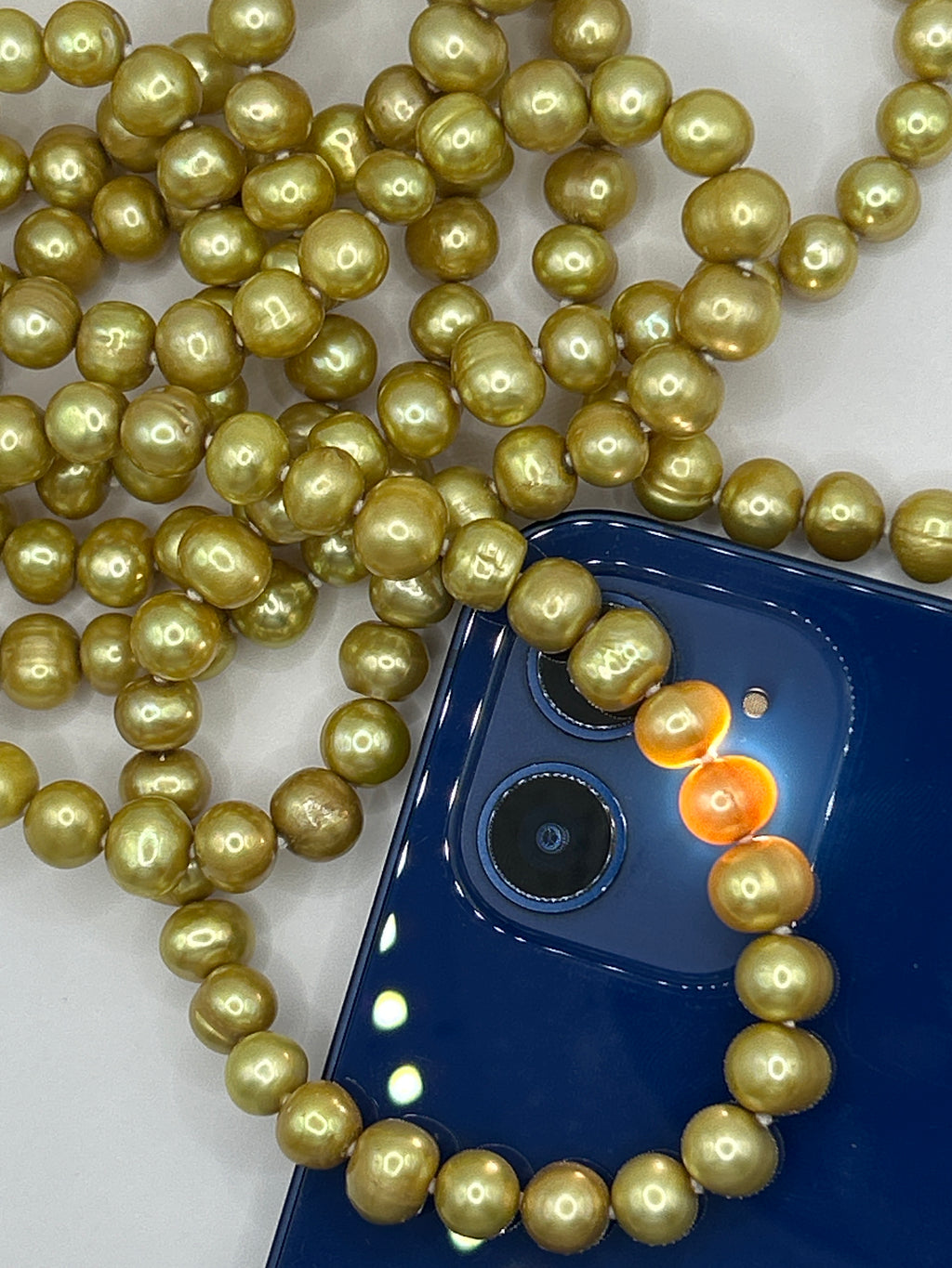 Gold Pearls Continuous Strand Necklace