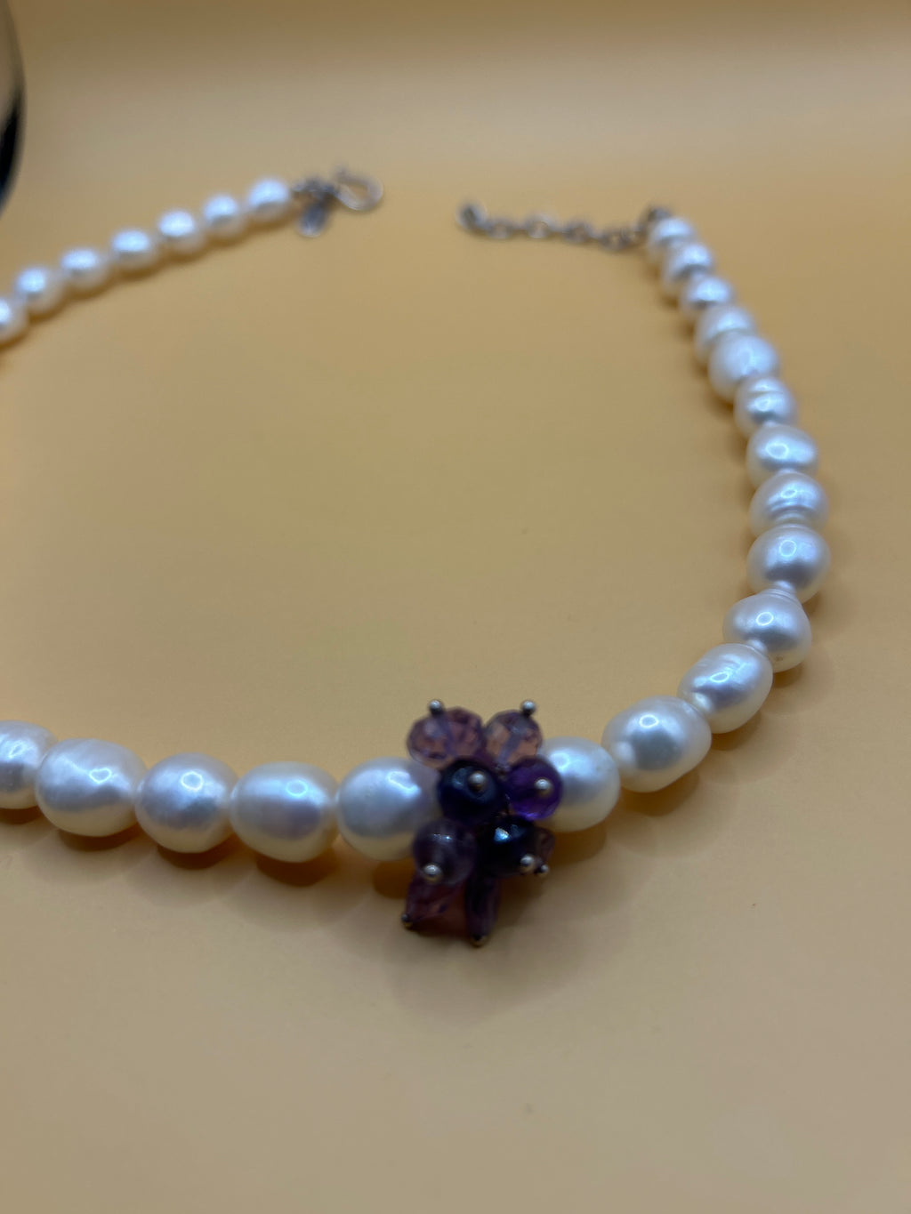 Susan Ruppel Designer Pearl and Amethyst Necklace in Sterling Silver