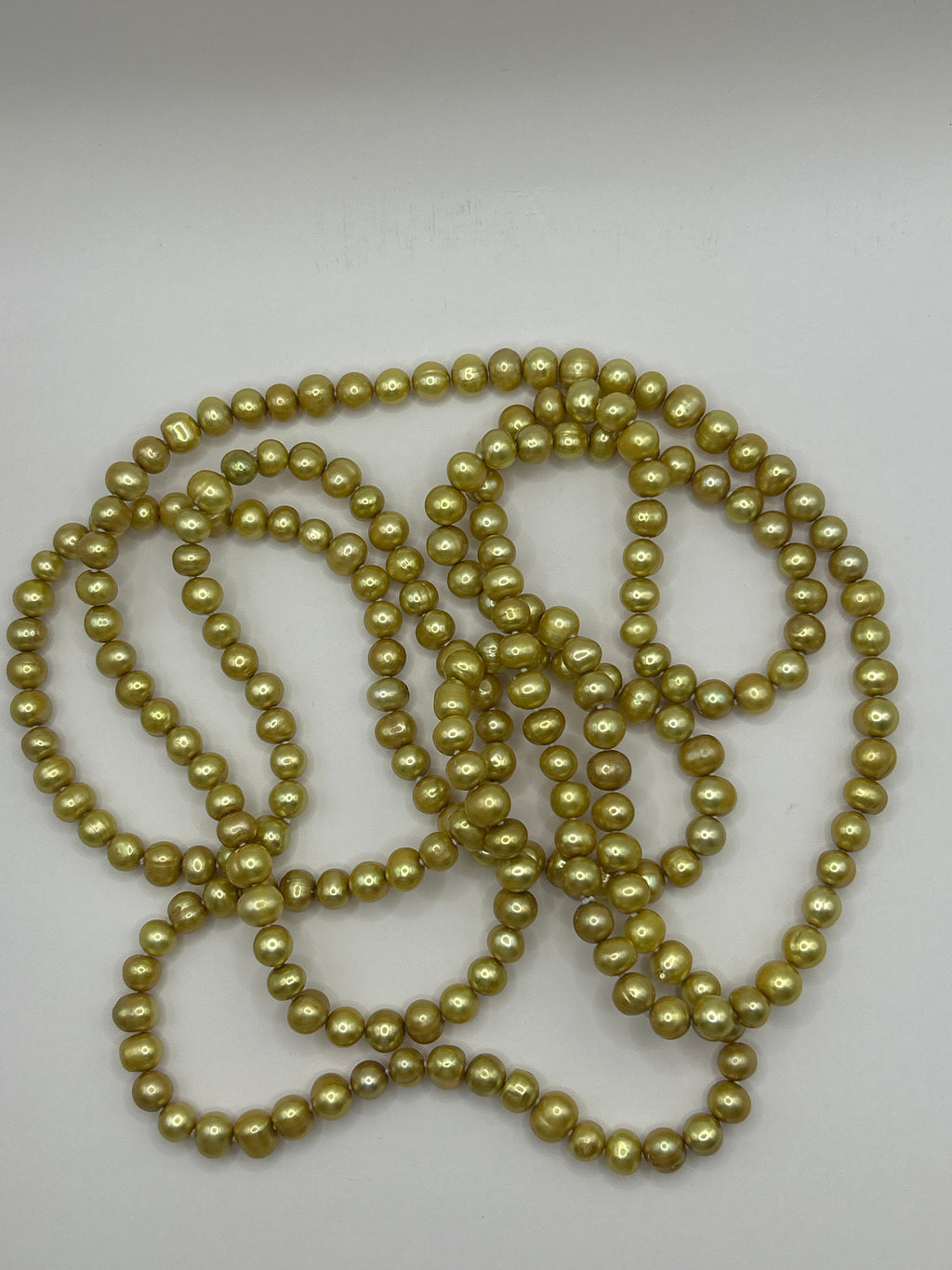 Gold Pearls Continuous Strand Necklace