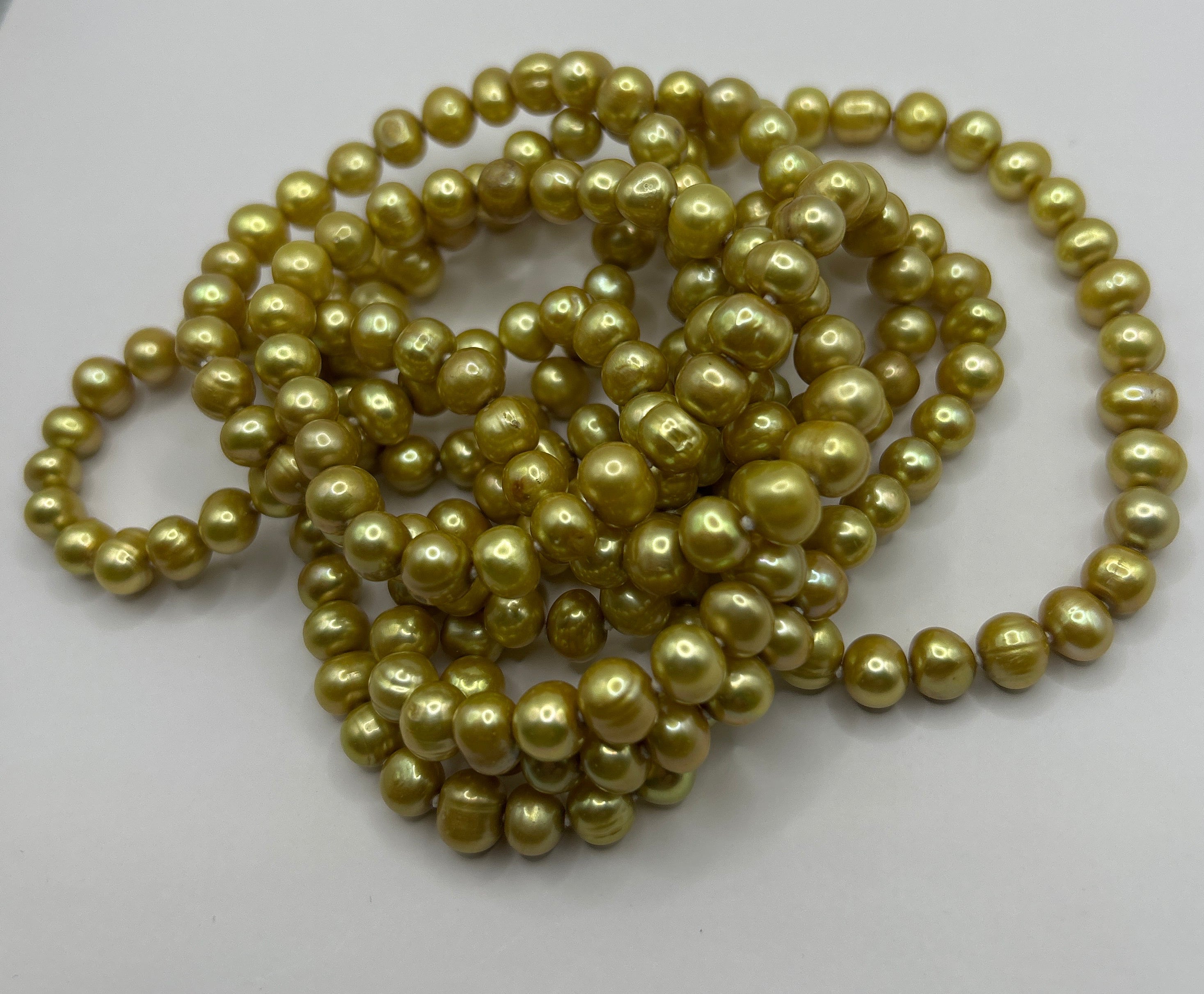 Gold Pearls Continuous Strand Necklace