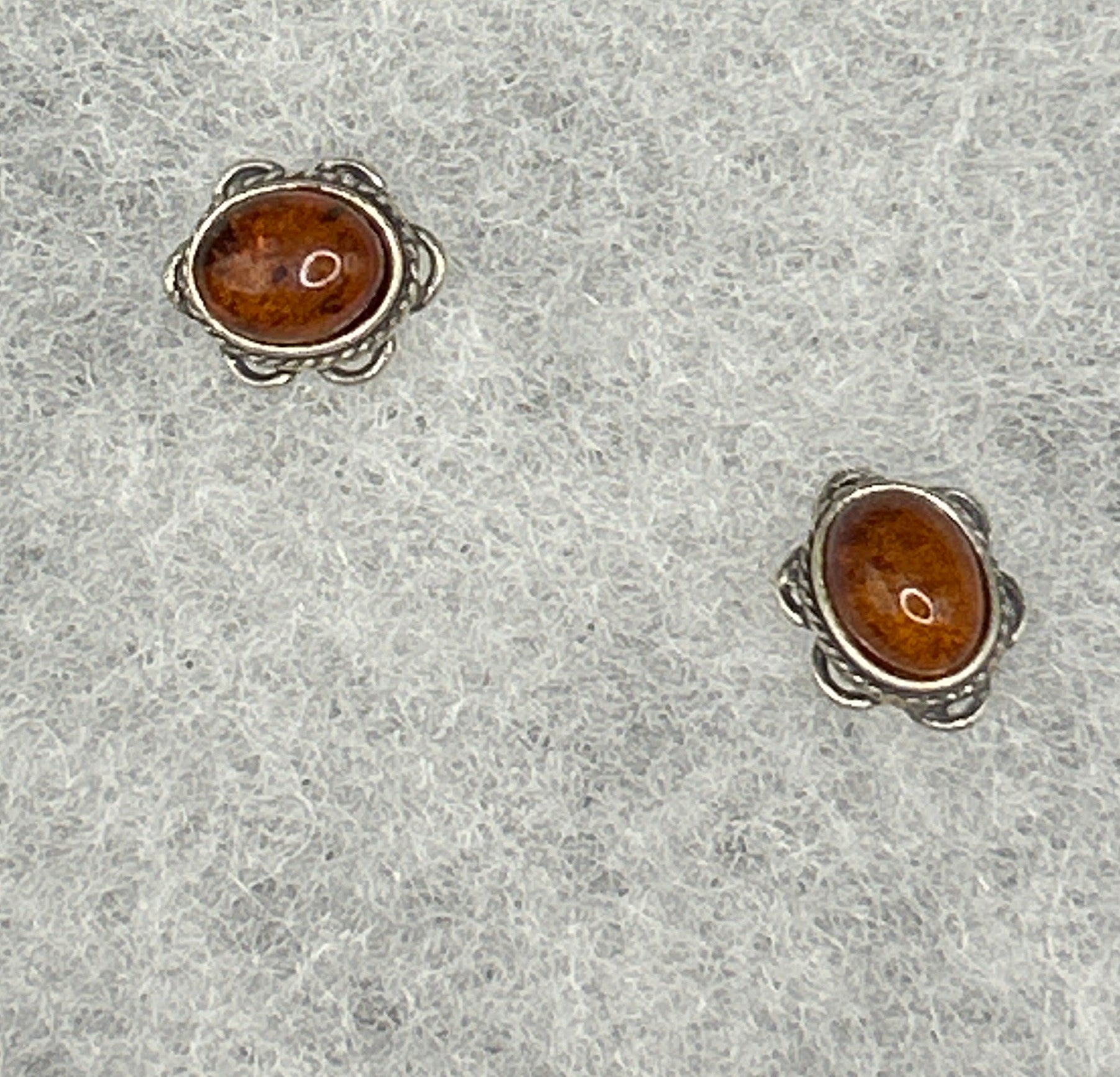 Vintage Amber and Sterling Silver Earrings