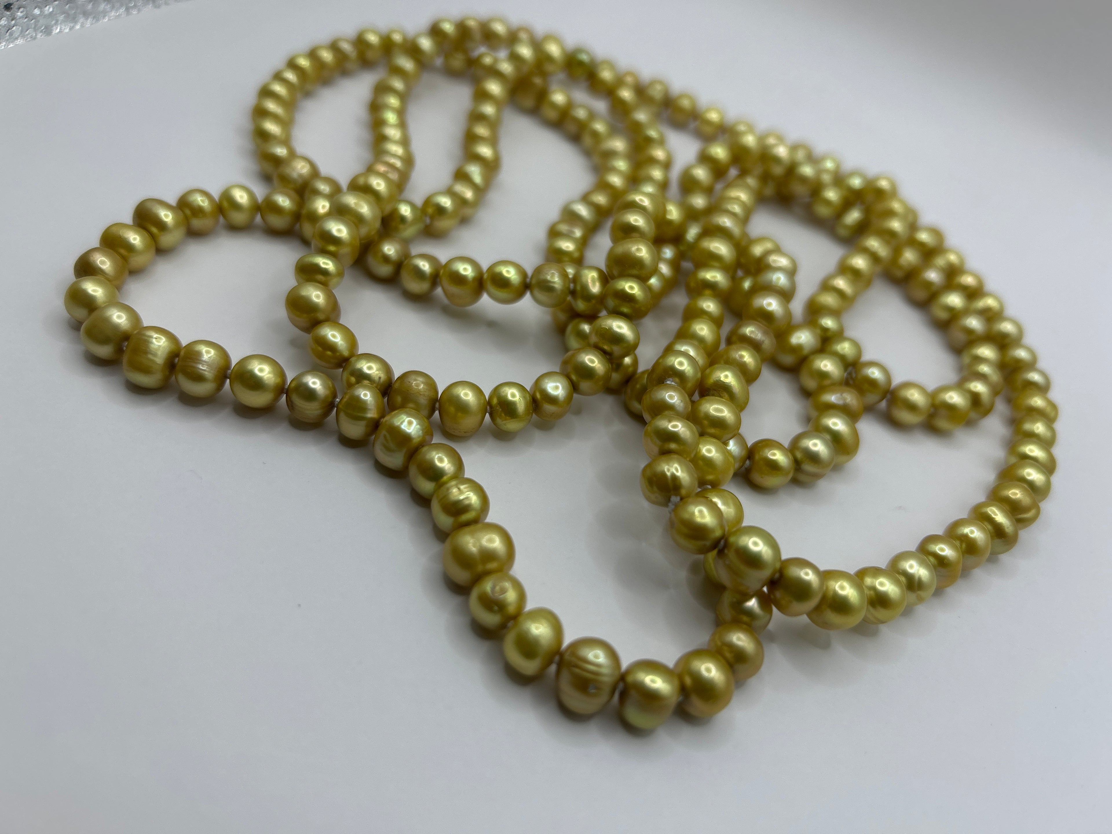 Gold Pearls Continuous Strand Necklace