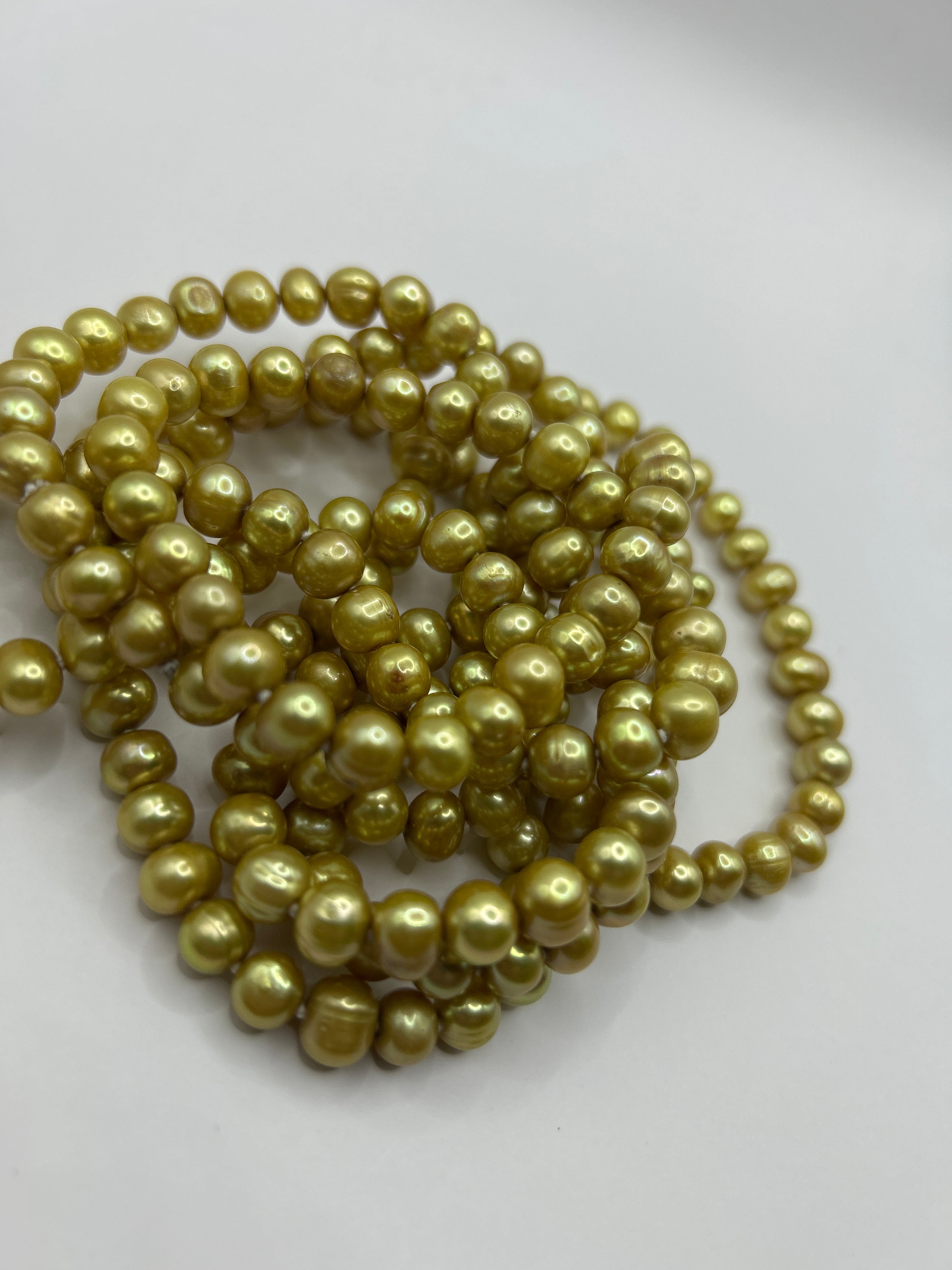 Gold Pearls Continuous Strand Necklace