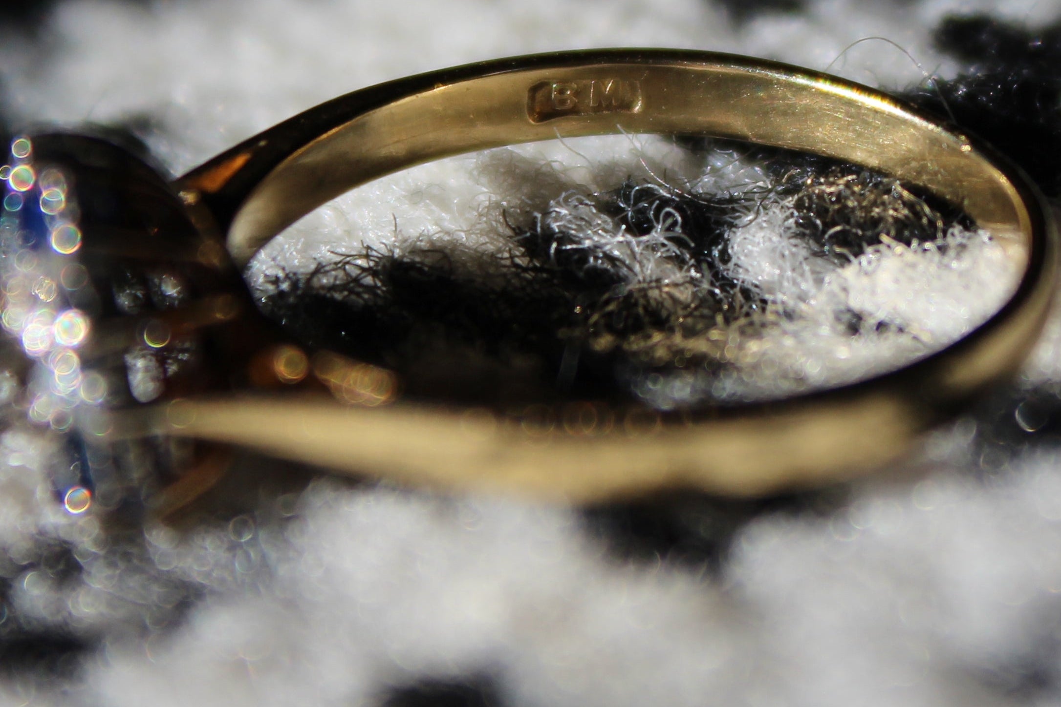 Antique Designer Ring with Sapphire and Diamond set in 18K Yellow Gold with Platinum Accents.